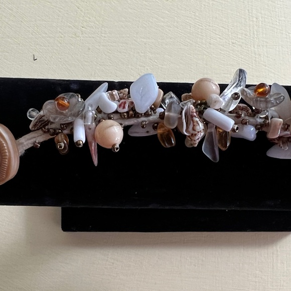 Shells & Beads 6 in Bracelet Handmade Button & Loop Closure Cotton - Picture 7 of 12